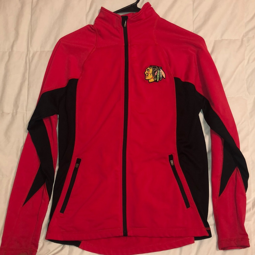 Red Blackhawks Light Zip-Up Jacket